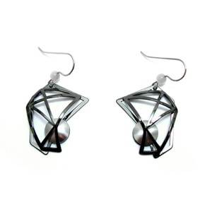 Black Rhodium 'Web' Design Dangle Earrings by Christophe Poly